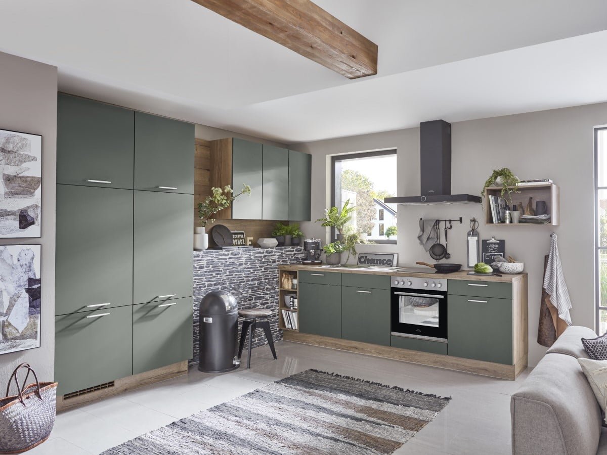 La Cuisine verte. 7 modern easytouch mineralgrun lkueche